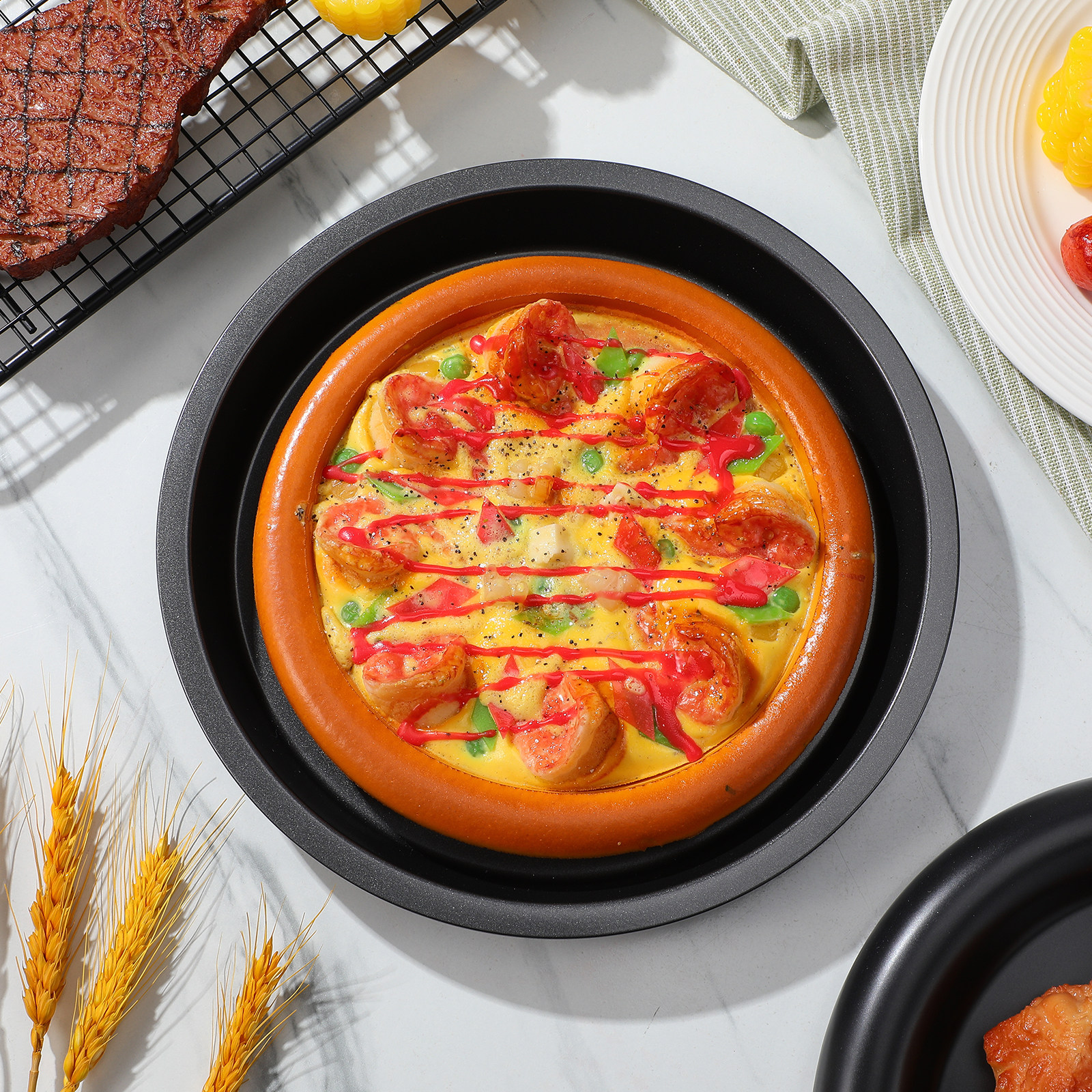 Kitchen Oven Baking Pans - Round Carbon Steel Pizza Pan Non