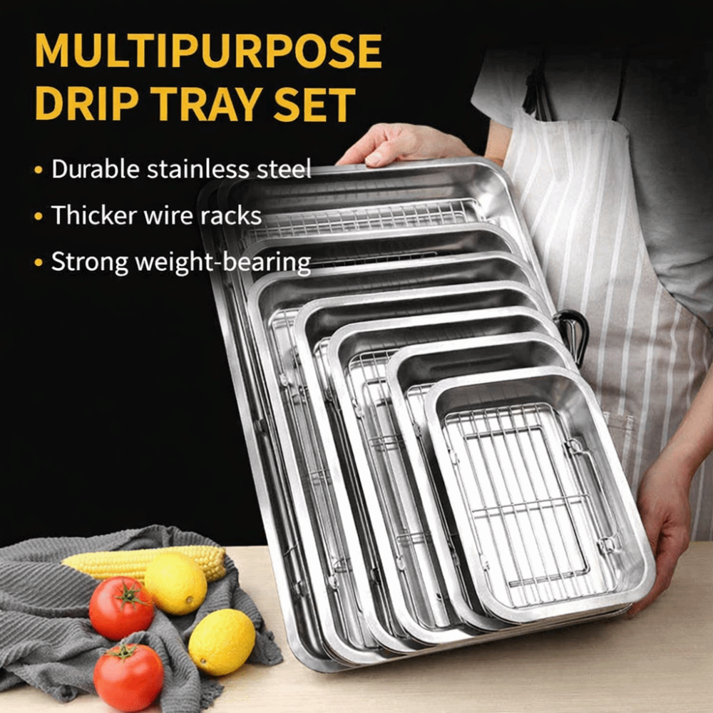 Kitchen Oven Baking Pans - Portable Non-Stick Stainless Steel Baking Pan