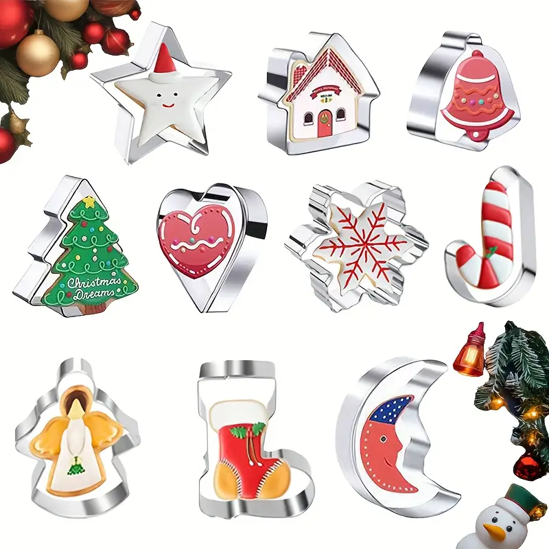 Cookie Cutter Set - 10PC Christmas Cookie Cutter Set-Stainless Steel