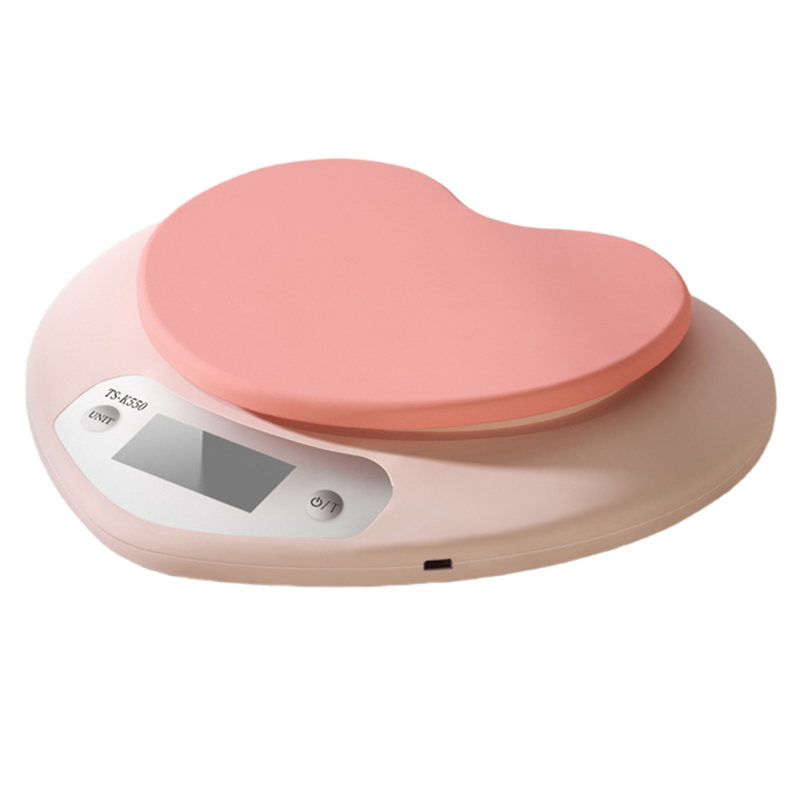 Kitchen Scale Precise - ABBZ-Portable Pink Heart-Shaped Digital Kitchen Baking