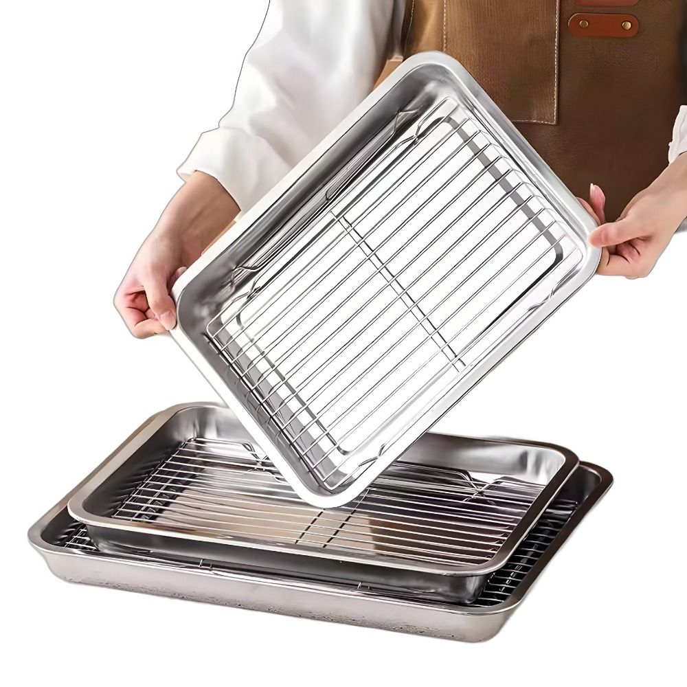 Kitchen Oven Baking Pans - Portable Non-Stick Stainless Steel Baking Pan