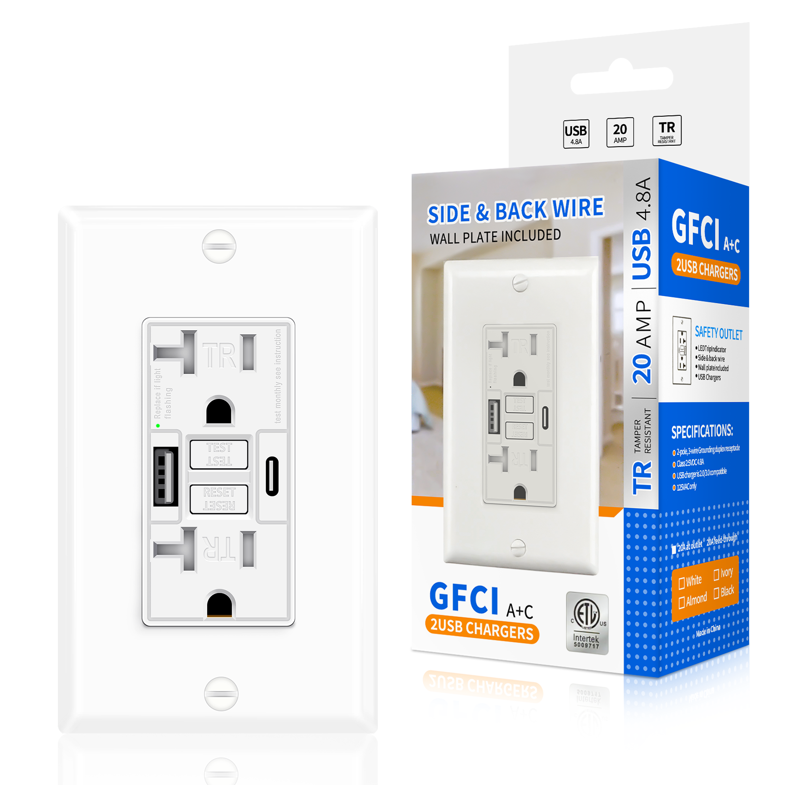Kitchen Quiz - 20A GFCI Outlet with 2 USB