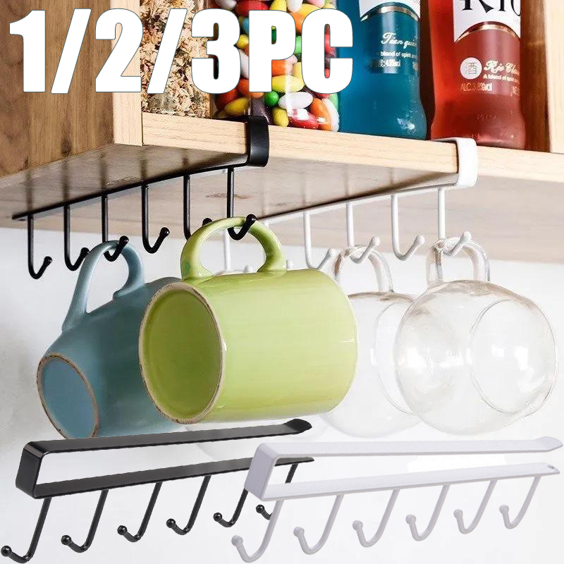 Kitchen Zo - 1/2/3PC 6 Hooks Kitchen Cabinet Storage