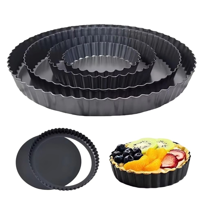 Kitchen Oven Baking Pans - 1pc Removable Bottom Fluted Tart Pan