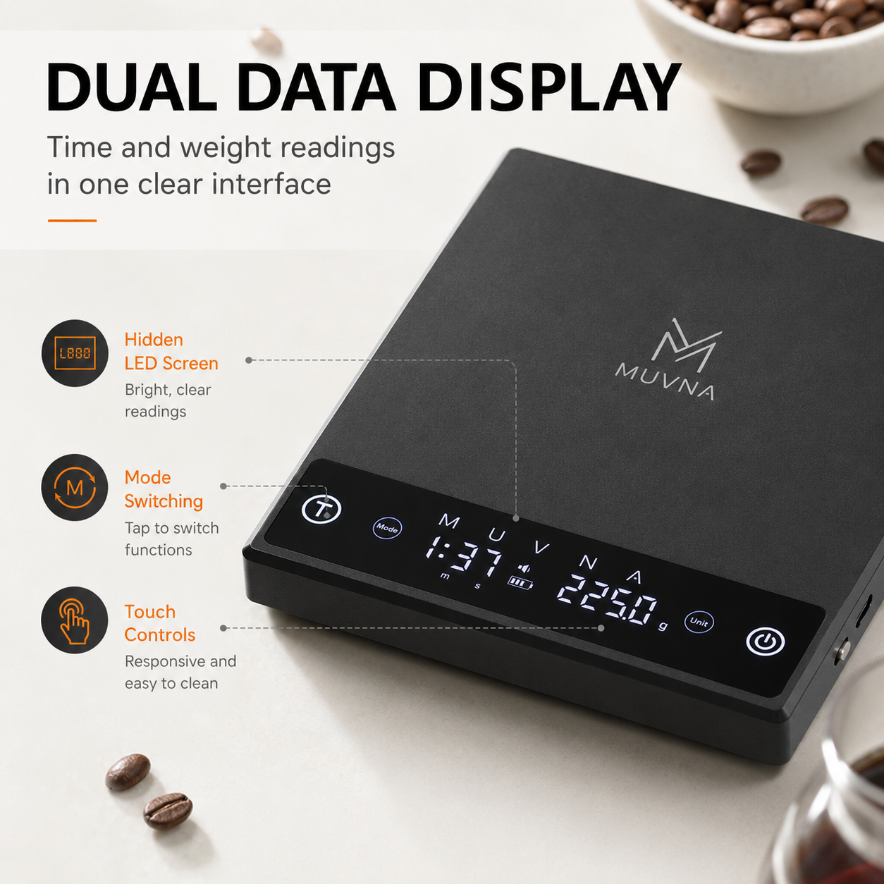 MUVNA Coffee Scale Espresso Sc - огляд і ціна Kitchen Scale Precise