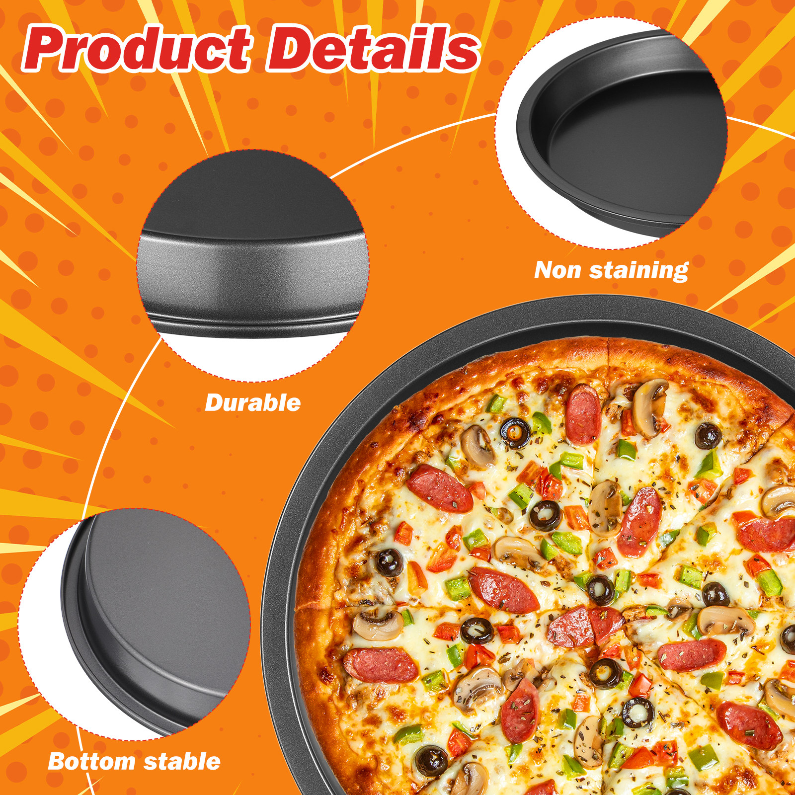 Round Carbon Steel Pizza Pan N - огляд і ціна Kitchen Oven Baking Pans