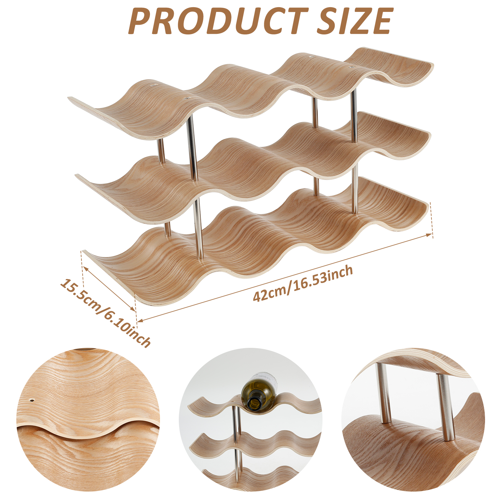 2/3-Tier Wooden Wine Rack Wavy - огляд і ціна Kitchen Zo