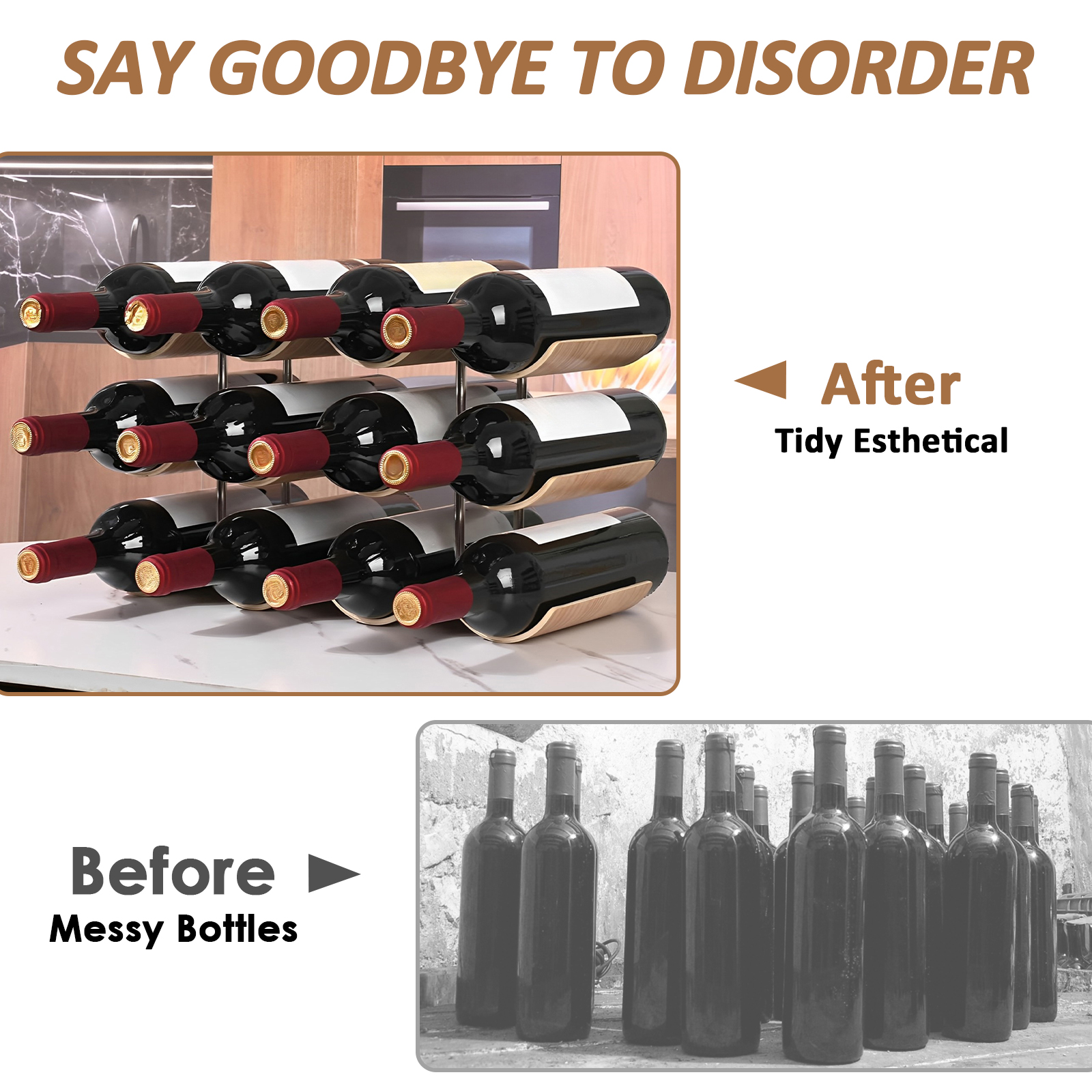 2/3-Tier Wooden Wine Rack Wavy - огляд і ціна Kitchen Zo