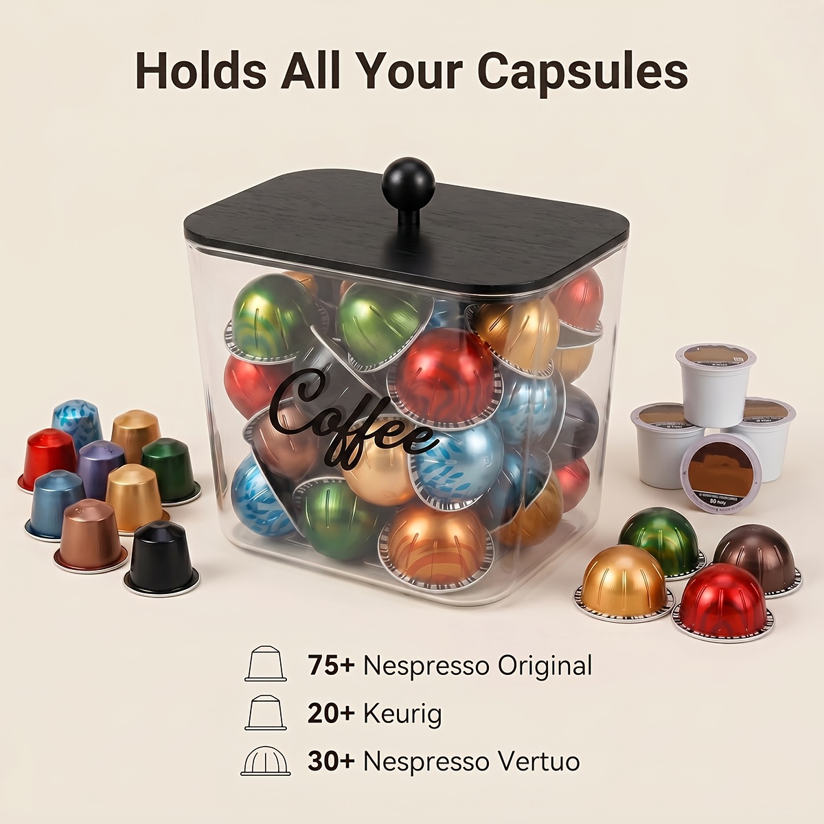 Coffee Pod Holder with Lids Pl - огляд і ціна Kitchen Zo