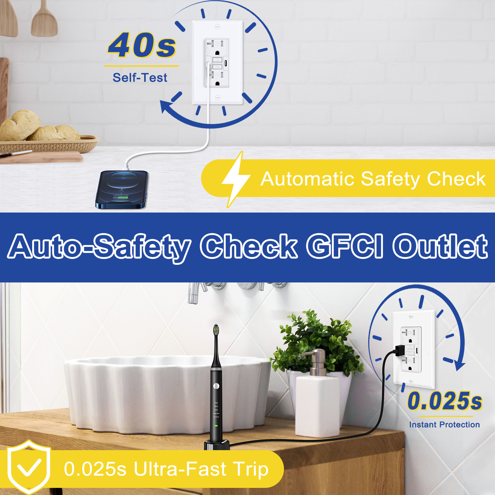 20A GFCI Outlet with 2 USB Cha - огляд і ціна Kitchen Quiz