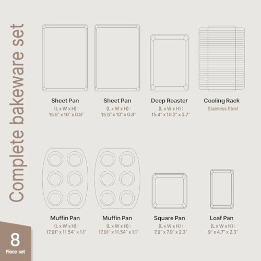 Deluxe 8-Piece Carbon Steel Ba - огляд і ціна Kitchen Oven Baking Pans